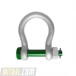 Bow Wide Mouth Shackles with safety bolt Green Pin
